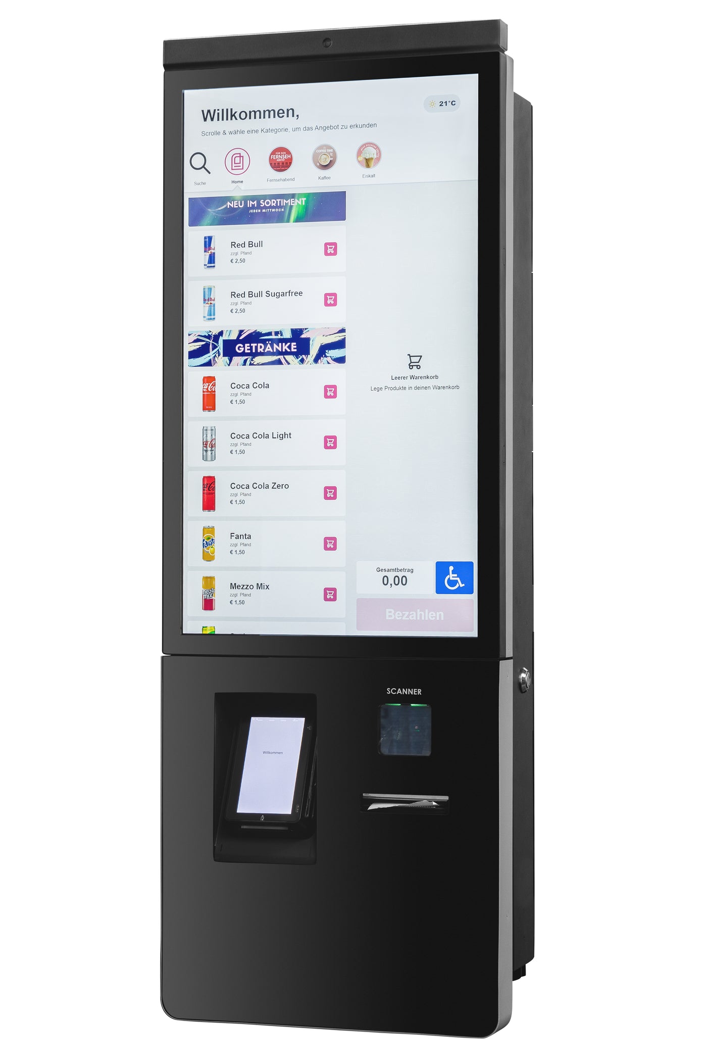 Freistehendes Bestellterminal mit Touchscreen