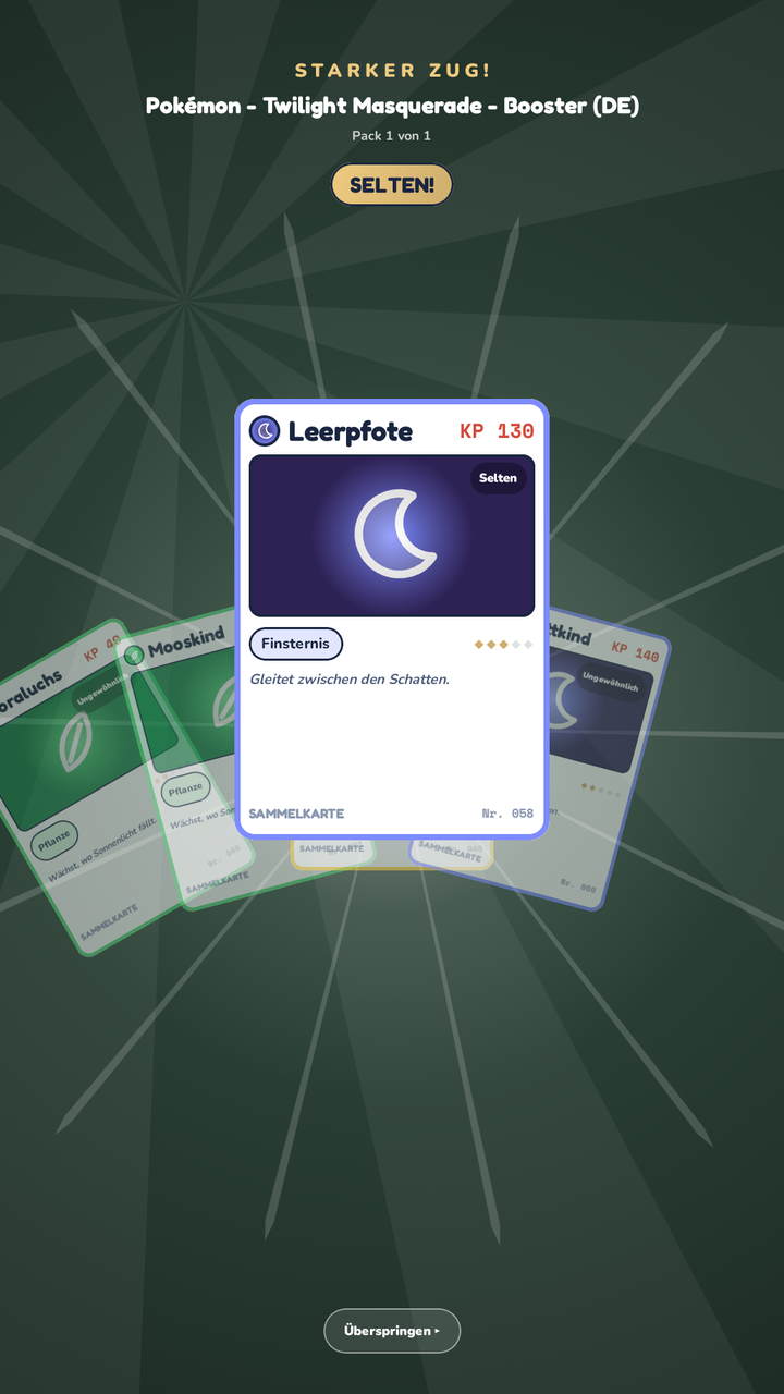 CleverCart Kauferlebnis: Pack-Opening mit seltener Karte