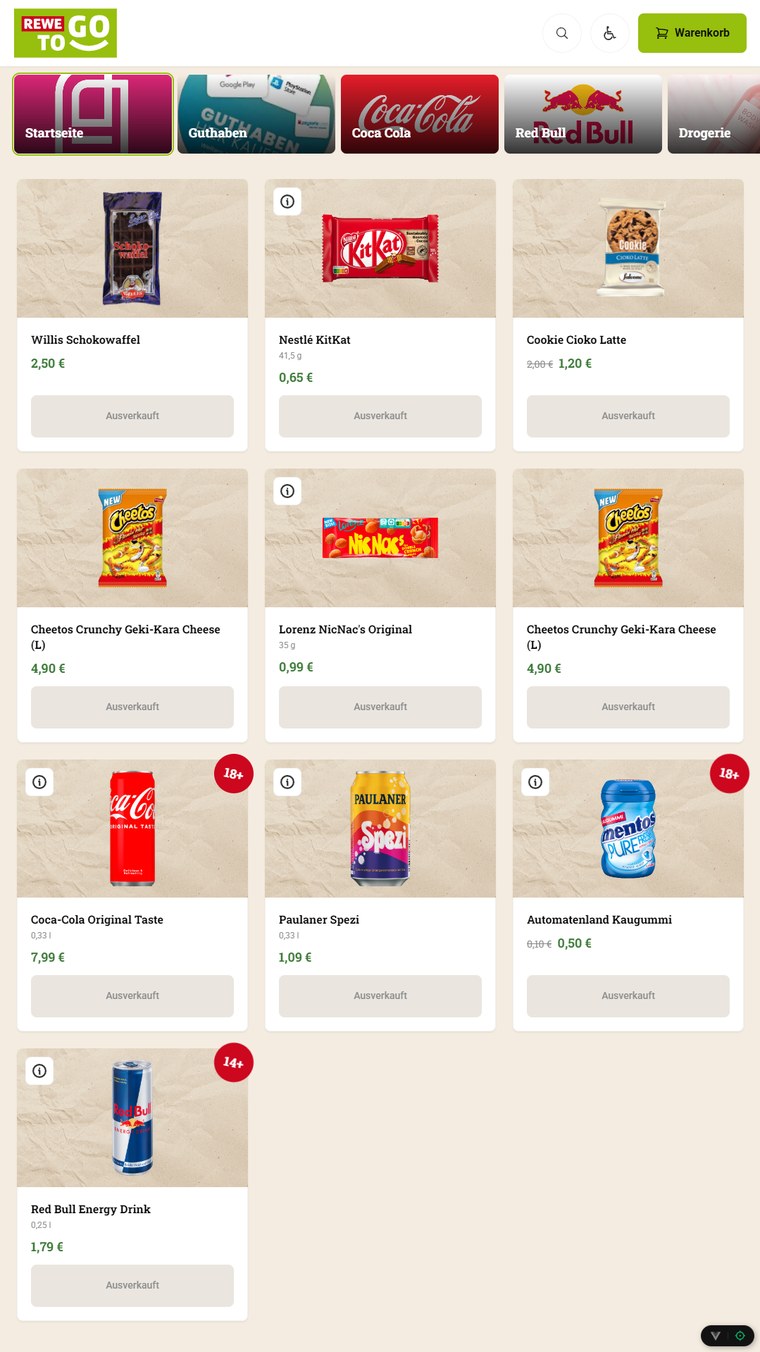 CleverCart Katalog im Design eines Convenience-Stores