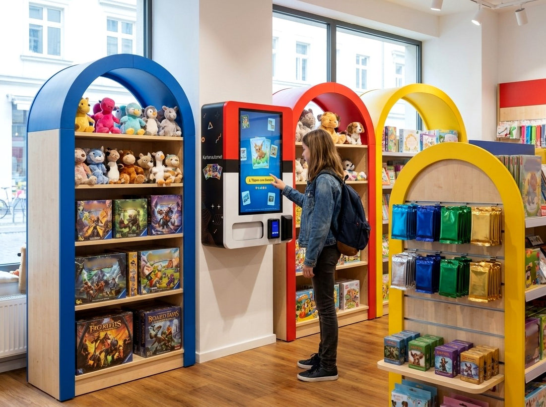 PackPoint Sammelkarten-Automat wandmontiert in einem duo-Fachgeschäft