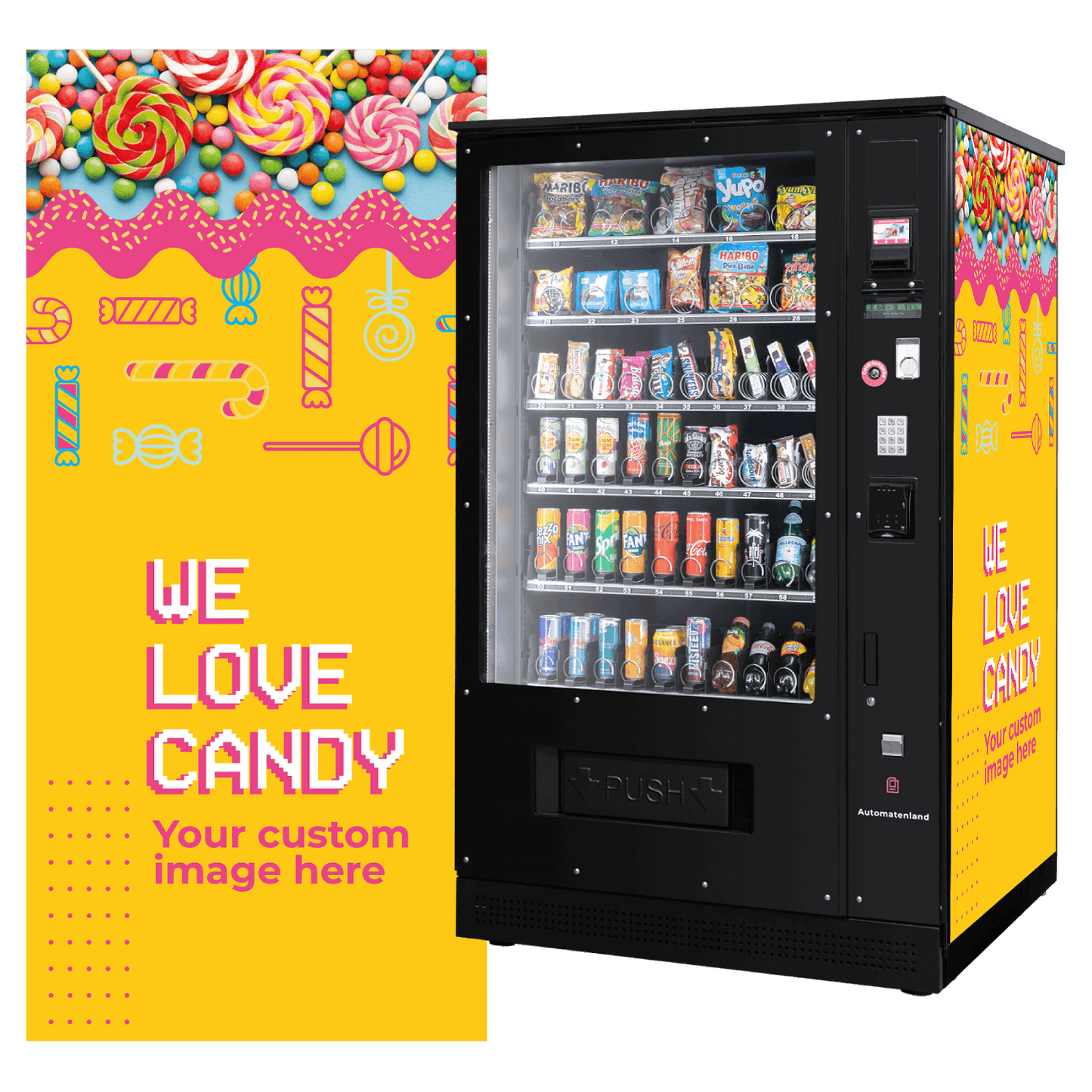 Bedruckte Folien für SandenVendo Automaten