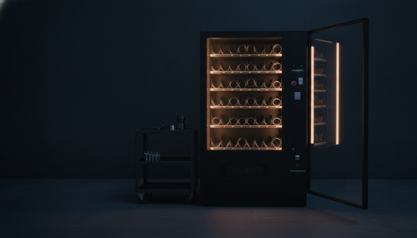 Geöffneter Automat mit Spiralen in der Werkstatt