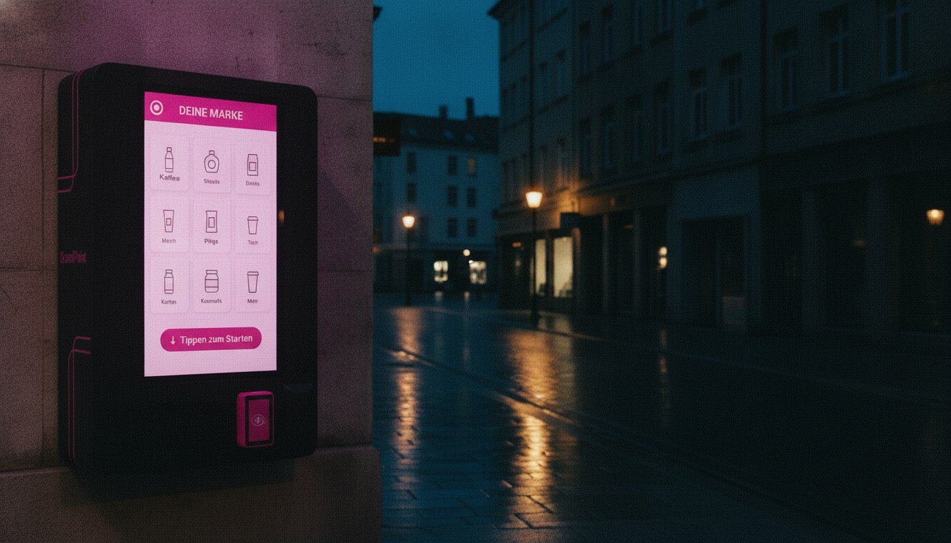 BrandPoint bei Nacht an der Ladenfront