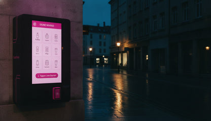 BrandPoint bei Nacht an der Ladenfront