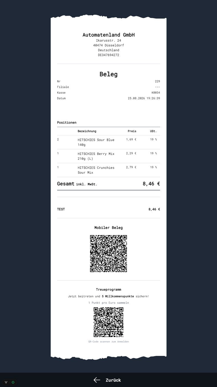 CleverCart Beleg mit QR-Code