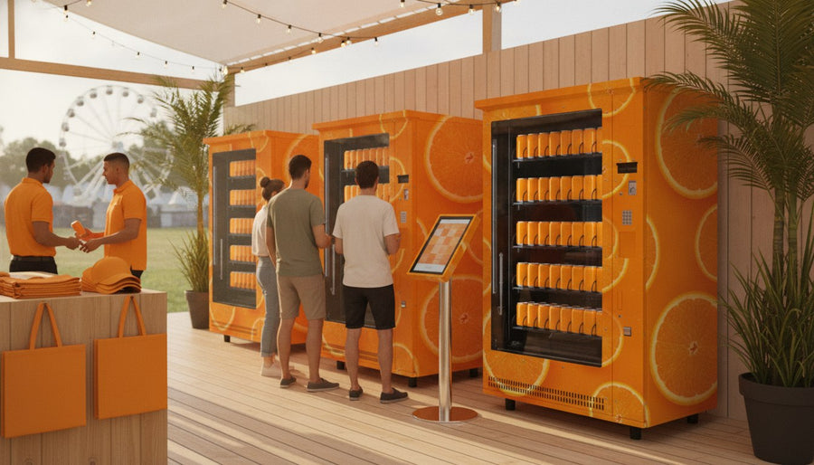 Gebrandete Sampling-Automaten auf einem Festival