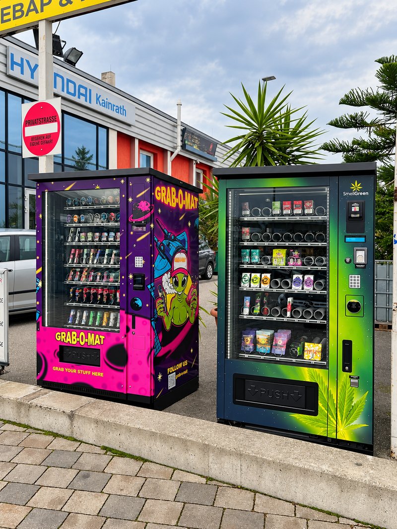 Zwei individuell folierte Automaten am Straßenrand