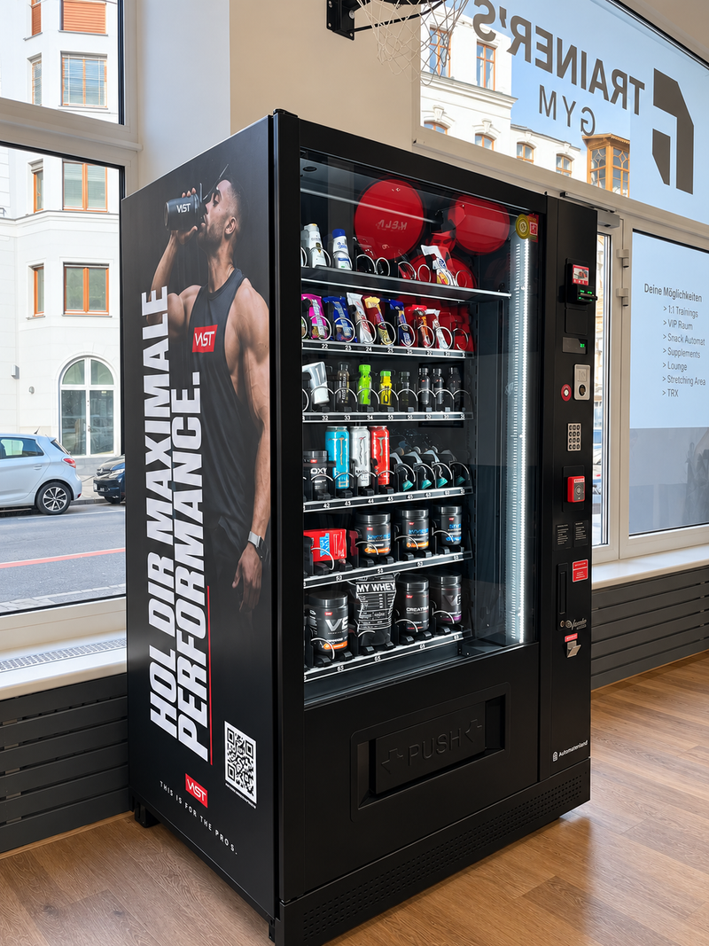 Foliert gestalteter Automat im Fitnessstudio