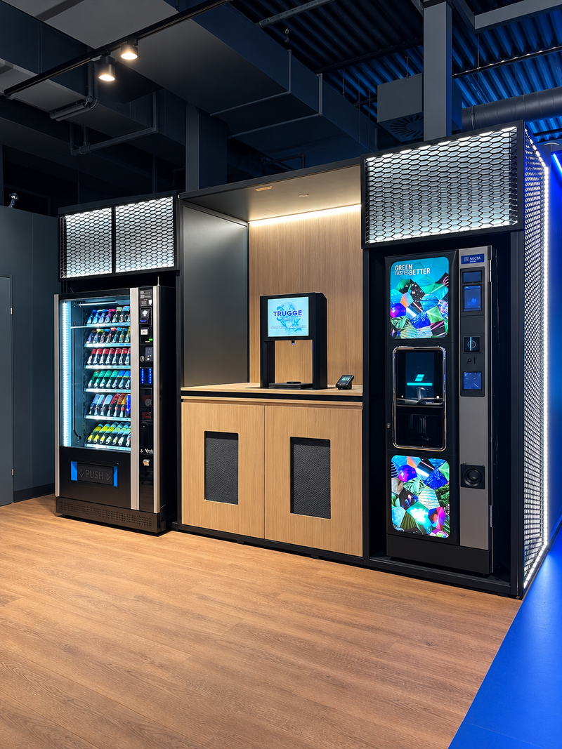 Automatenwand im Markenauftritt eines Fitnessstudios