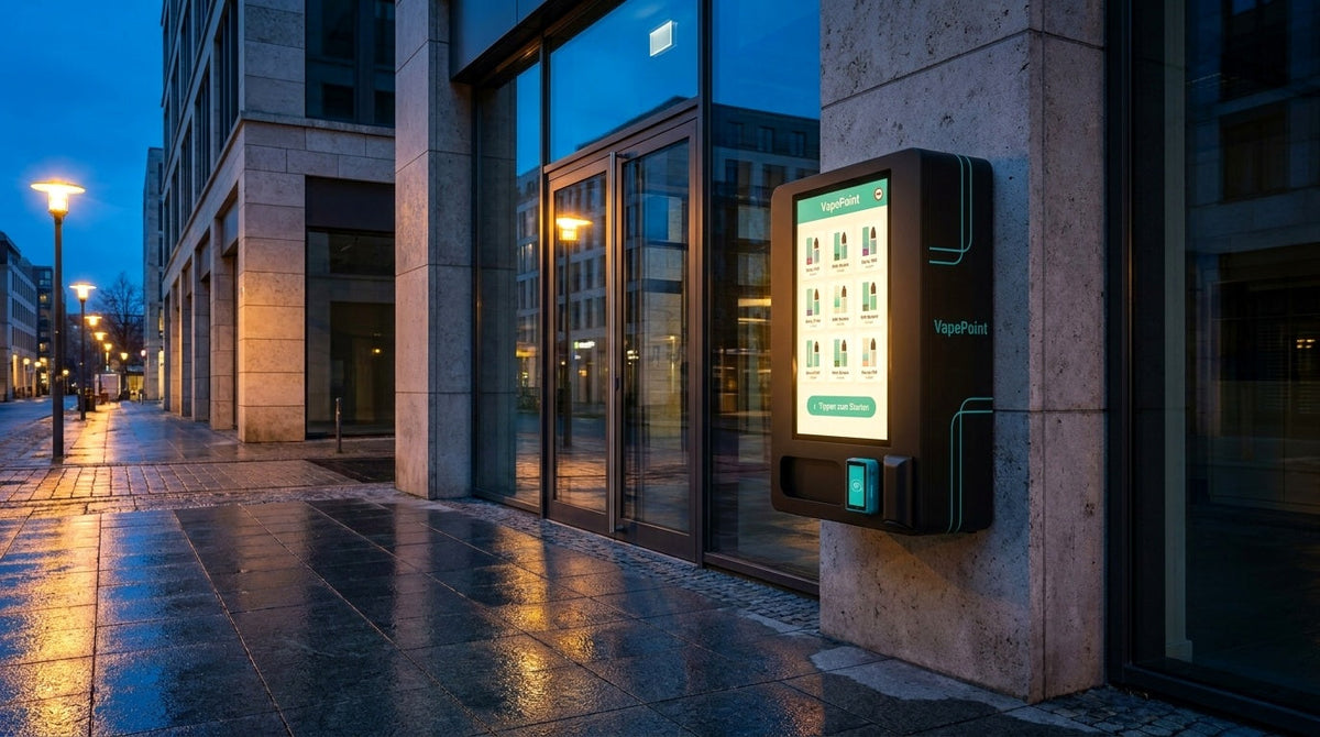VapePoint am Store in der Daemmerung